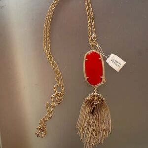 Kendra Scott Tassel Gold and Red Pendant Necklace NWT